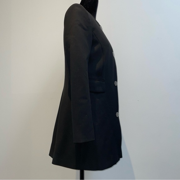 ZARA Tailored Black Coat Minimal Button Front Size M (Fits Small) - Picture 4 of 8